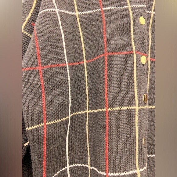 Women's LISE J. Vintage / Clasic Sweaters Casual Drop Shoulder Plaid Cardigan. - Picture 8 of 8